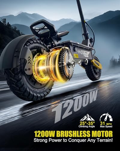 Electric Scooter for Adults, 1200W/2400W Off Road Motor Fast E Scooter, Up to 31/40 MPH Top Speed & 20/43 Miles Long Range, 11" Off-Road Tires, 330lbs MAX Load, Foldable