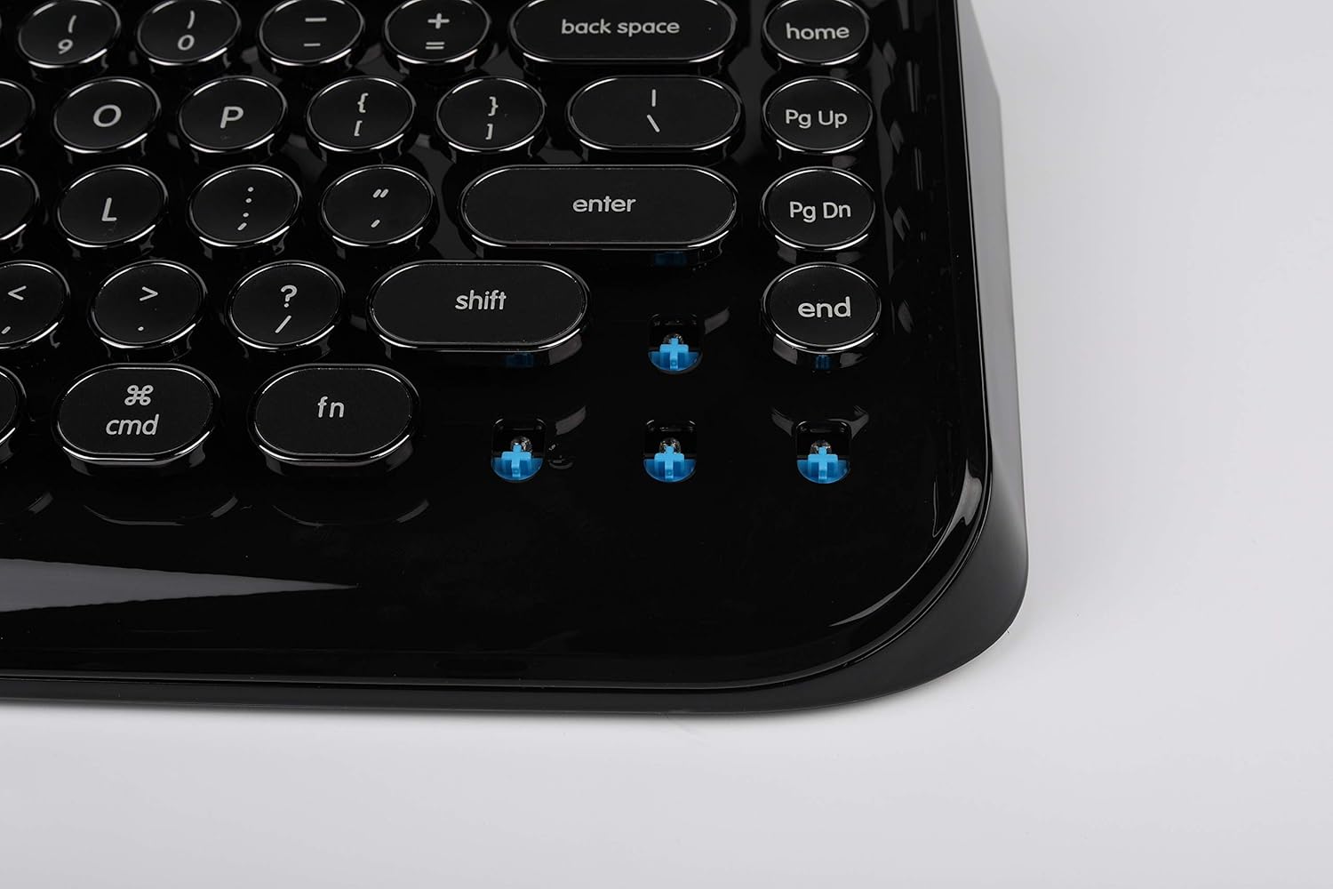 RYMEK Typewriter Style Mechanical Wired & Wireless Keyboard with Tablet Stand, Bluetooth Connection (All Black)