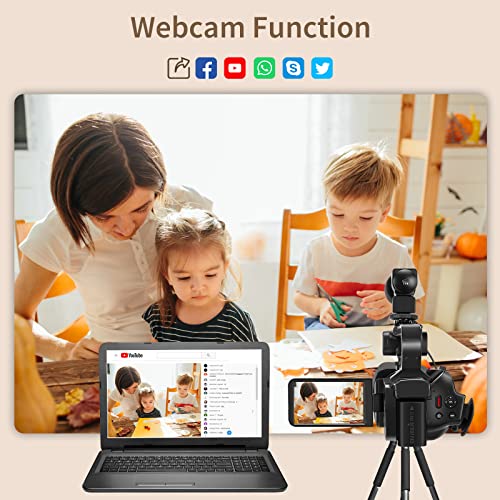 Camcorder Video Camera 6K 64MP IR Night Vision Vlogging Camera for YouTube 18X Digital Zoom 4.0" Touch Screen Digital Camera with WiFi, Microphone, Charger, Stabilizer, Remote Control and 64G SD Card