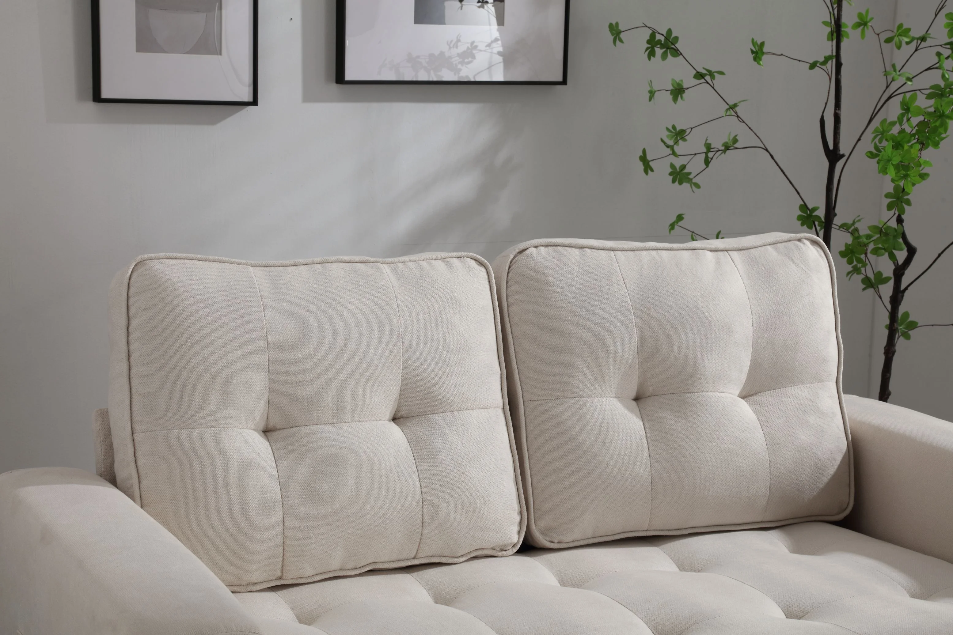 Convertible 3 Fold Sofa Loveseat Bed Sleeper for Living Room Space Saving Couch Velvet Linen Fabric - Comfortable & Innovative