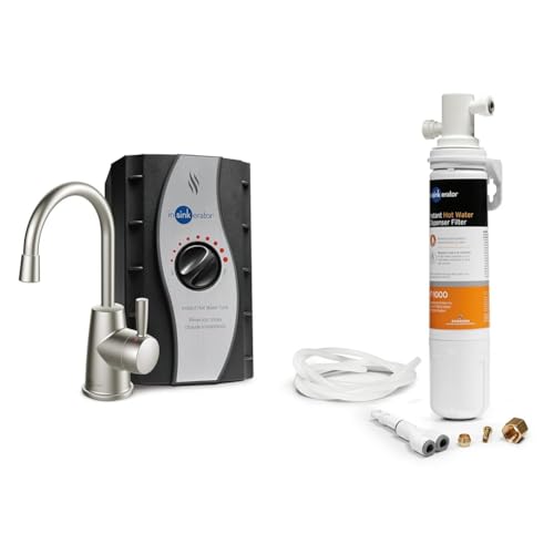 InSinkErator HOT250 Instant Hot Water Dispenser System, Single-Handle Faucet in Satin Nickel with 2/3-Gallon Stainless Steel Tank, H250SN-SS