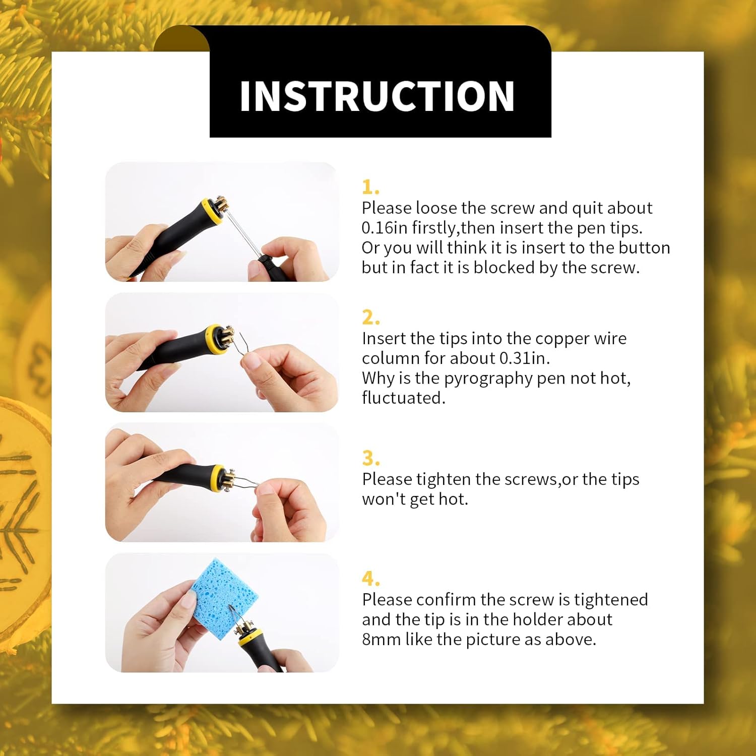 Wood Burning Kit Knobs Adjustable Temperature Pyrography Machine Wood Burning Pen Tool Kit with 20 Pyrography Tips for Burning Wood,Leather,Drawing Paper (Kit 1)