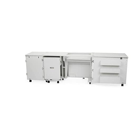 Kangaroo Sewing Furniture Aussie Sewing Cabinet with Quilt Blocks - Ash White