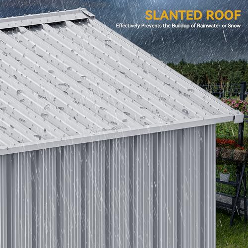 DWVO 10x8 FT Outdoor Storage Shed - Spacious Garden Tool Shed with Lockable Door - Durable Metal Yard Shed for Garden, Patio, and Backyard (Dark Gray)