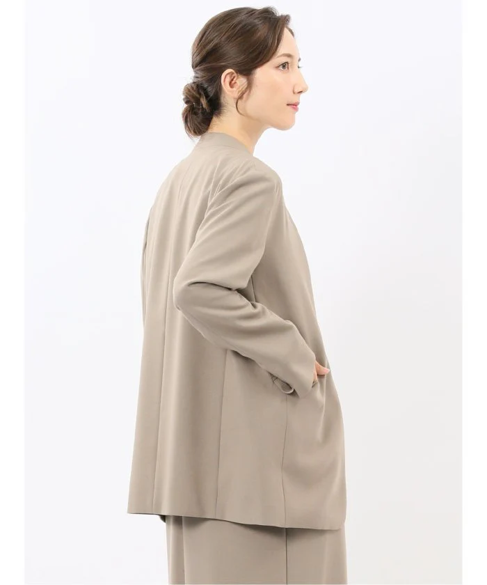 Stretch Washable Woolish No Collar Jacket
