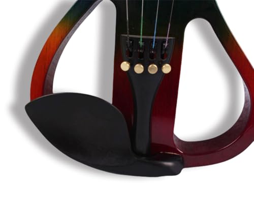 Electric Violin Full Size 4/4, Red Or Black Silent Electric Violin, Solid Wood Metallic Electric Fiddle With Ebony Fittings, Beginner Kit For Adults Teens For Gifts (black)