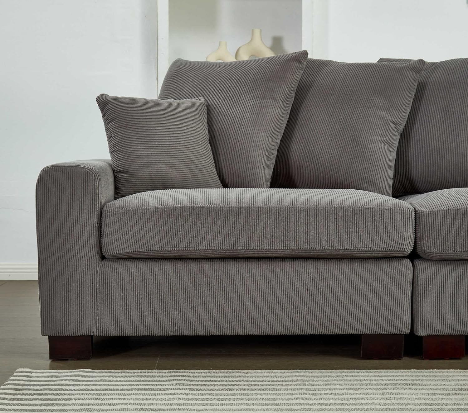 Modular 5-Seater Couch - Ultra Comfortable L&U Shape Sectional Sofa, Luxurious Corduroy Fabric Living Room Furniture with Plush Cushions - Perfect for Relaxing, Easy Assembly, Fits 5 People
