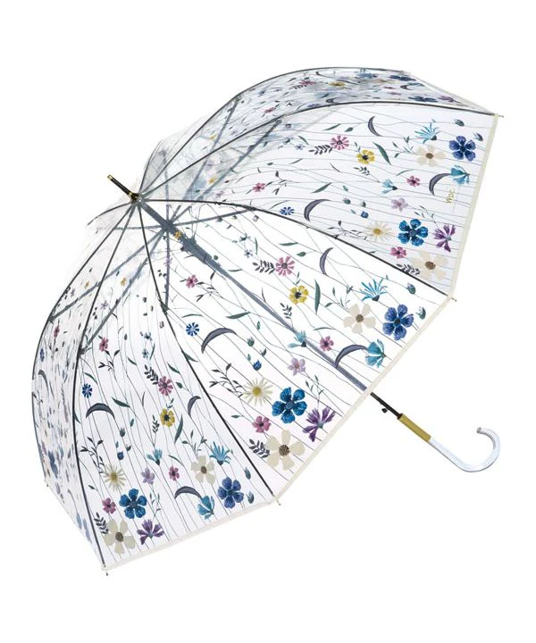 [Wpc. Official] [Vinyl Umbrella] Embroidered Style Umbrella 61cm Jump Umbrella for Ladies Long Umbrella