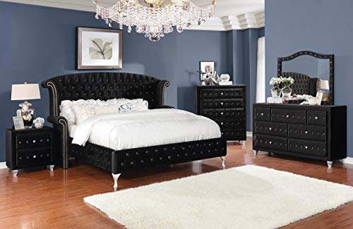 Deanna Tufted Upholstered Bed Black, Queen