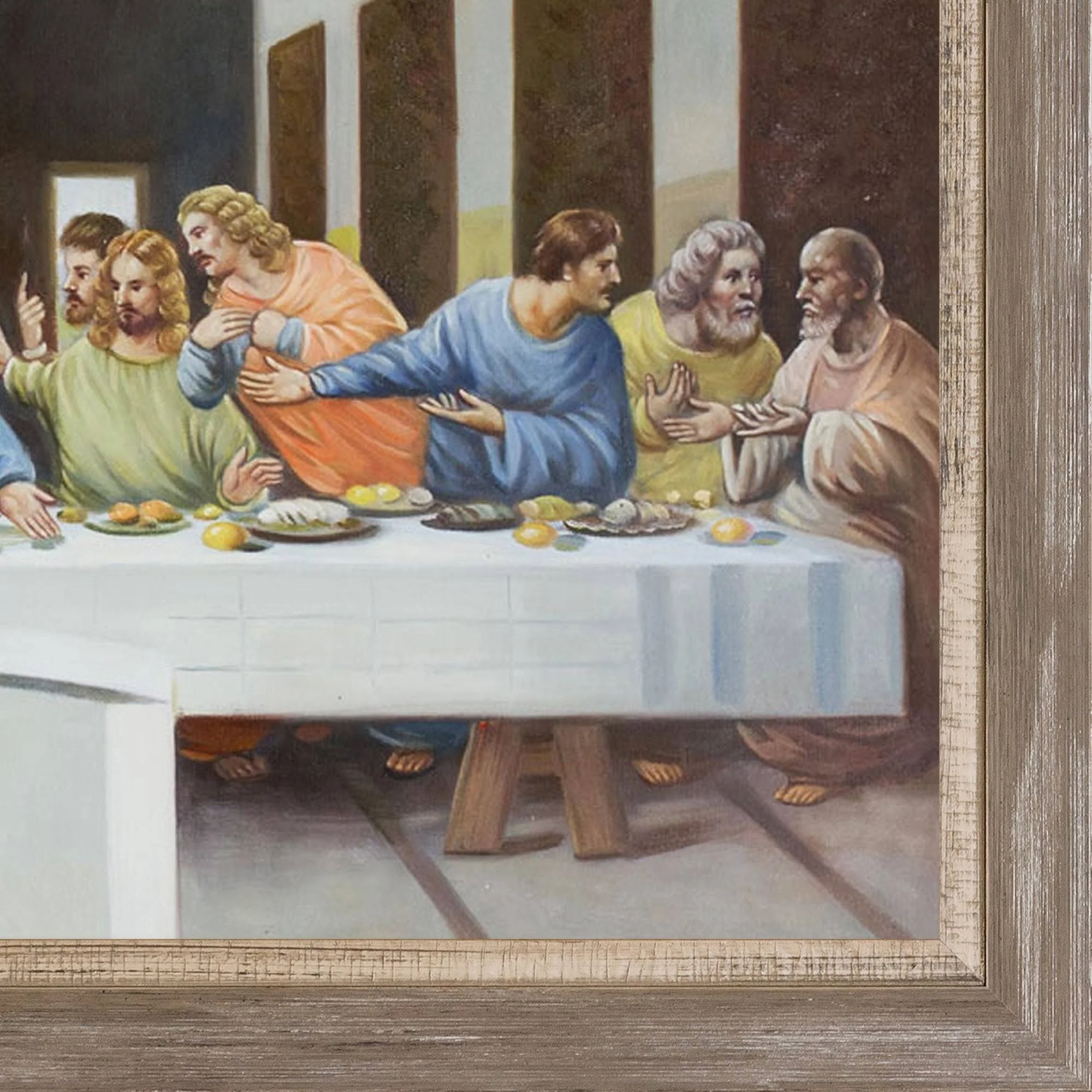La Pastiche Leonardo Da Vinci &The Last Supper& Hand Painted Oil Reproduction, Size: Large