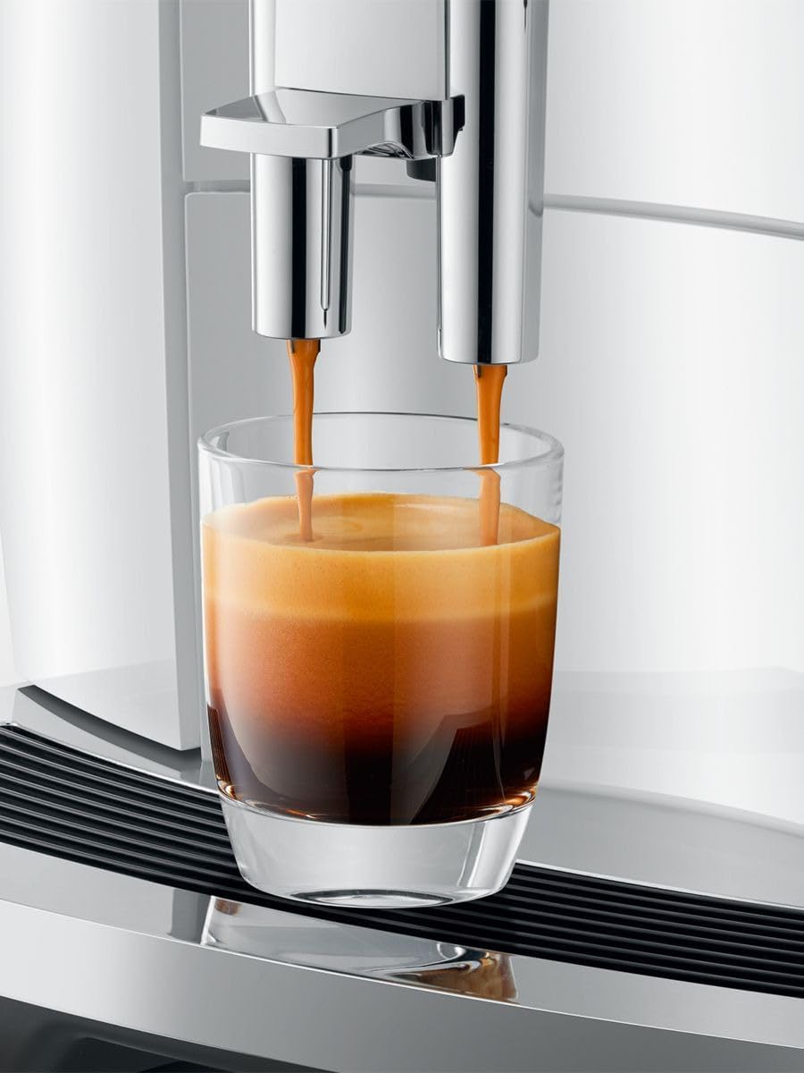 Jura E8 Automatic Espresso Machine,2.8 inches (Piano White) Bundle with Glass Milk Container and Coffee Canister with Measuring Spoon (3 Items)