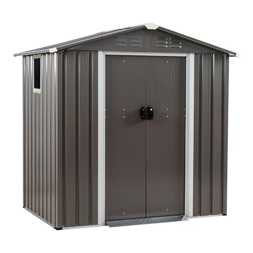 Shintenchi 5x3 FT Outdoor Storage Shed with Window, Lockable Outdoor Waterproof Tool Storage Sheds, Weather Resistant Tool Storage House Shed for Garden, Backyard, Patio Utility and Tool Storage, Gray