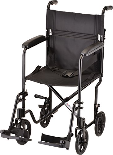 NOVA Medical Products Lightweight Transport Chair - 19" with Swing Away Footrest - Black