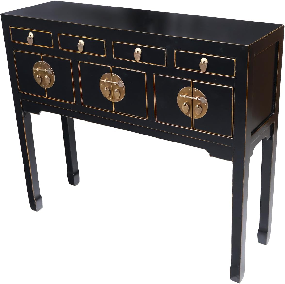 Chinese Console Table Lady Chest in Black Lacquer
