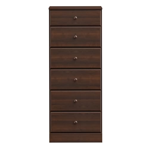 Prepac Sonoma 6 Drawer Dresser for Bedroom, Tall Chest of Drawers, Bedroom Furniture, Clothes Storage and Organizer, 19" D x 23.25" W x 52.75" H, Black