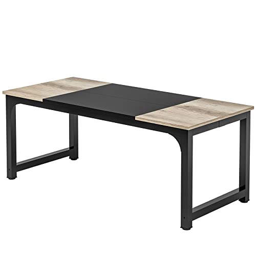 Tribesigns Modern Computer Desk, 63 x 31.5 inch Large Executive Office Desk Computer Table Study Writing Desk Workstation for Home Office, Spliced Desktop, White