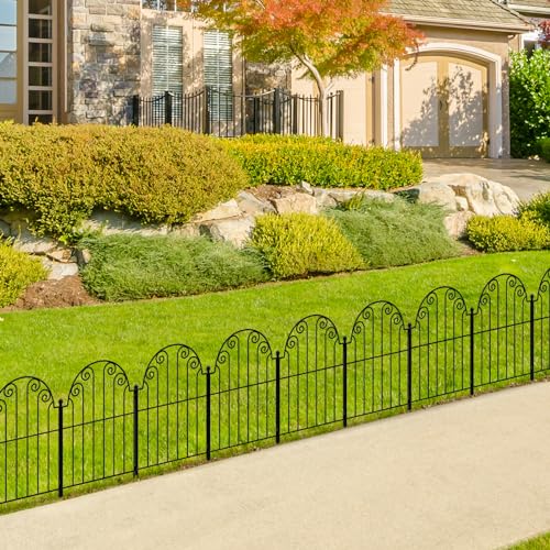 Decorative Garden Fence 10 Panels, No Dig Rustproof Metal Fencing 25ft Long Animal Barrier Border for Dog, Garden Fencing for Outdoor Patio Lawn Yard Flower Bed(42 Inch High)
