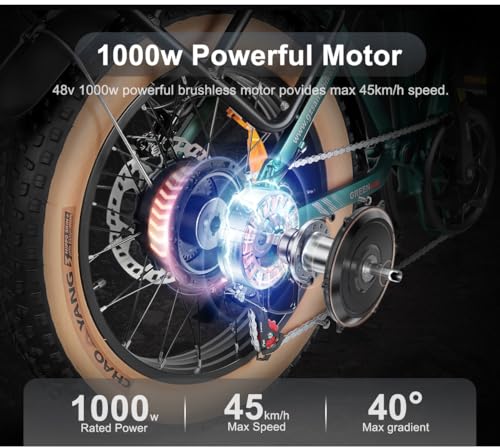 SAMEBIKE Electric Bike for Adults,1000W Electric Fat tire EBike 20 * 4.0 Bicicleta Bike, Adult Electric Bicycle with 48V 15A Removable Battery, 7 Speed Gears Bicycle