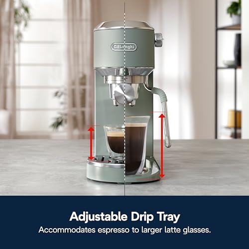 De'Longhi Dedica Duo Compact Espresso Machine - Cold Brew Coffee Maker with Milk Frother Wand- for Espresso, Hot & Iced Coffee, Cappuccinos, Lattes & Home Barista Brewing, Stainless Steel