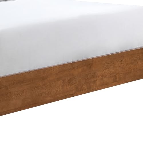 Furniture of America Wyatt Modern Solid Wood Queen Bed Frame with Headboard, Wooden Bedframe for Bedroom, Guest Room, No Box Spring Needed, Walnut, Boucle Platform