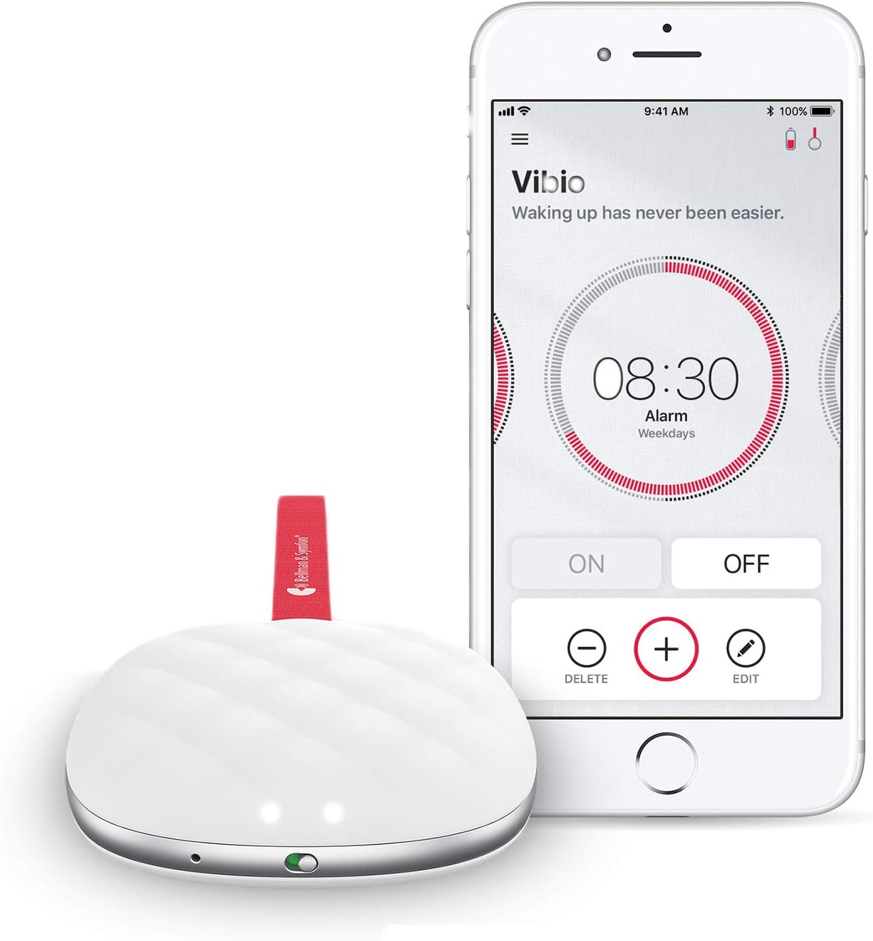 Bellman & Symfon Vibio - Wireless Bedshaker Alarm Connects to Mobile Device via Bluetooth - Create Custom Alarms on App : for Heavy Sleepers & People Who Can Not Hear Their Alarm, Deaf & Seniors