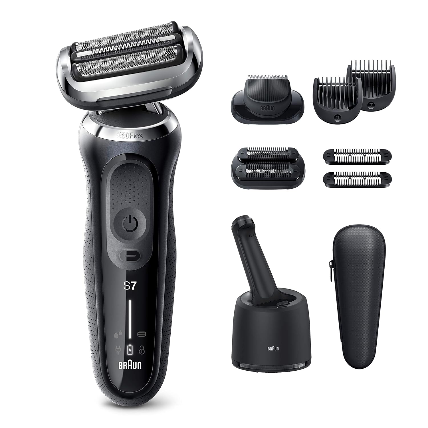Braun Series 8 8330s Next Generation, Electric Shaver for Men, Rechargeable and Cordless Razor, Silver, Fabric Travel Case, Wet and Dry, Foil Shaver