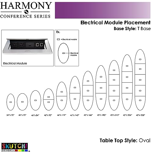 16' Modular Conference Table with Power Modules | 14 Person Oval Meeting Room Table | Harmony Series | Black Oak