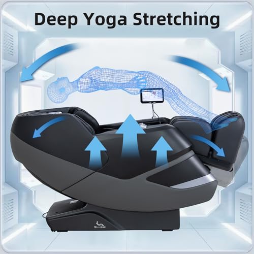 MassaMAX 2024 4D Massage Chair, Full Body Shiatsu Recliner with Electric Extendable Footrest, Zero Gravity, SL Track, Deep Yoga Stretch, Foot Rollers, and Heating (Magic Black)