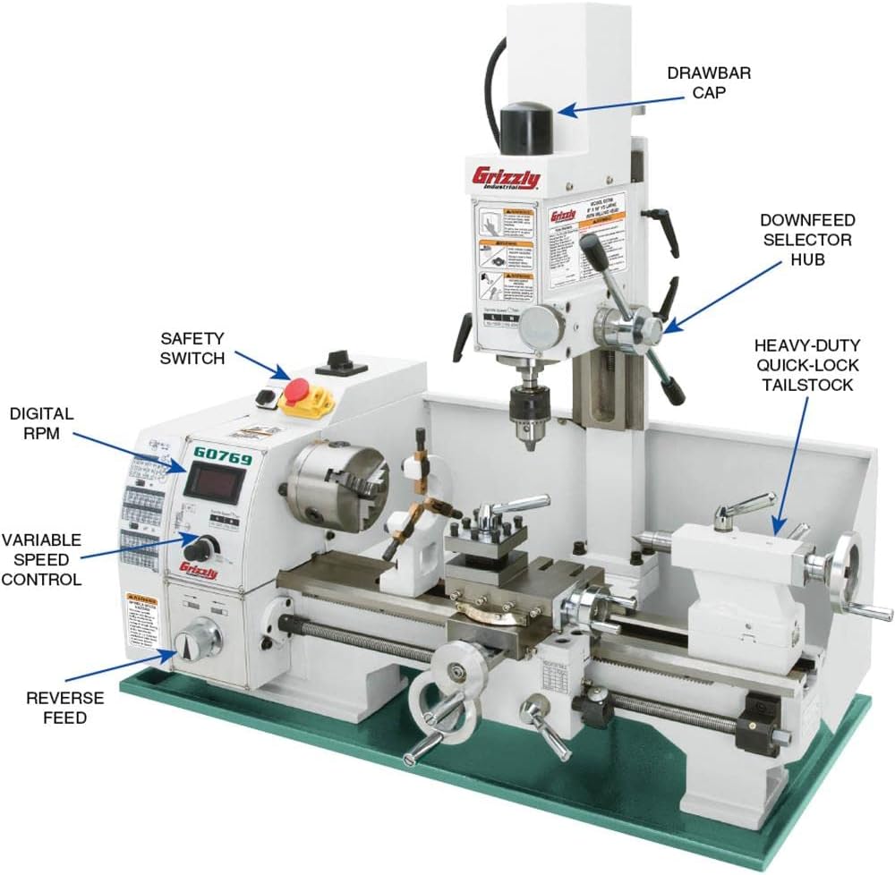 Grizzly Industrial G0769-8" x 16" Variable-Speed Combination Lathe/Mill