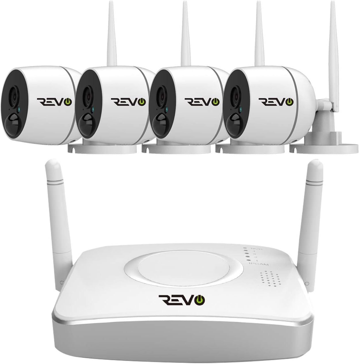 REVO America 4CH Wireless Gateway Security System with 32GB Micro SD Card & 2X 1080p Battery Operated Cameras with 2-Way Audio (RWG41CU2X-1)