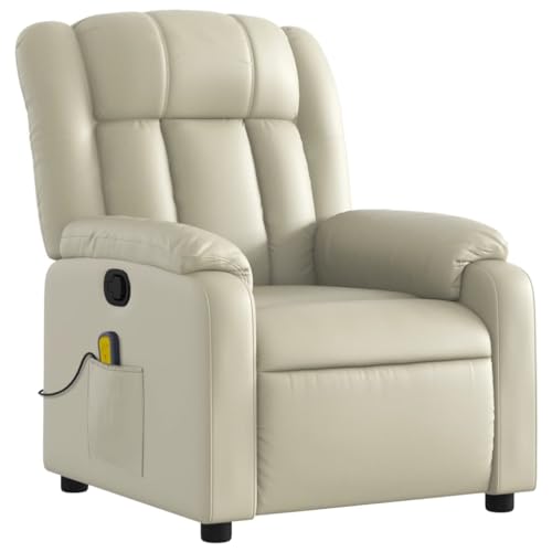 Massage Recliner Chair Cream Faux Leather,UltraComfortable Massage Recliner Chair with Adjustable Positions and, Massage Living Room Furniture