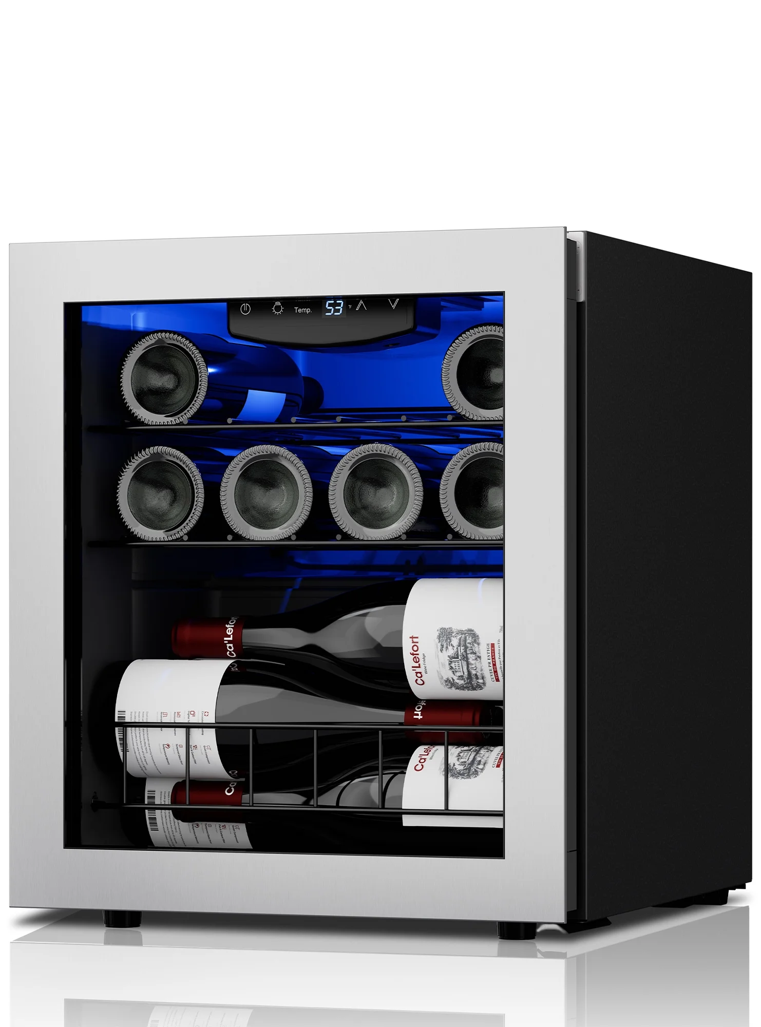 Ca'Lefort Wine Refrigerator Cooler，12 Bottle Mini Wine Fridge Freestanding Wine Cellar with Glass Door