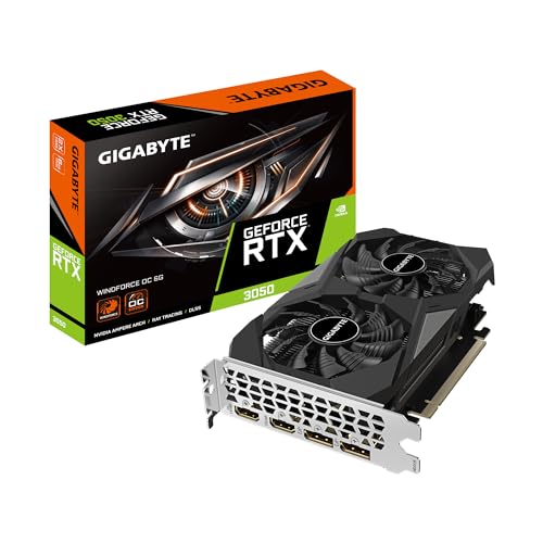 GIGABYTE GeForce RTX 3050 WINDFORCE OC V2 6G Graphics Card, 2X WINDFORCE Fans, 6GB GDDR6 96-bit GDDR6, GV-N3050WF2OCV2-6GD Graphics Card