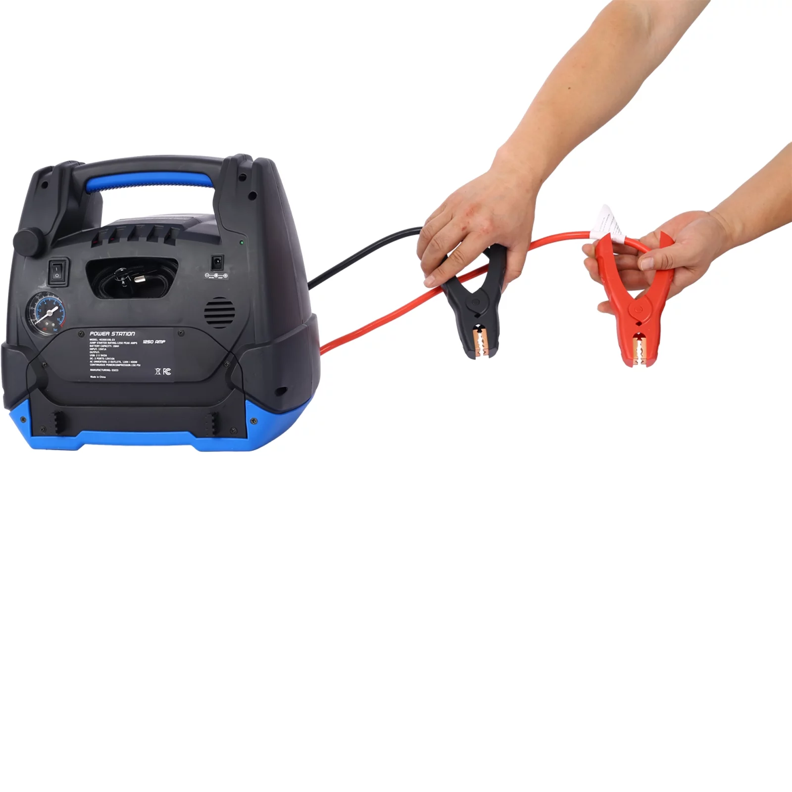 iRerts 1800 Peak Amp Jump Starter, Rechargeable Jump Starter for Gas Diesel Vehicles, Portable Power Station Powerhouse with Air Compressor, 2 DC Outlets, 2 AC Outlets, and 2 USB Ports