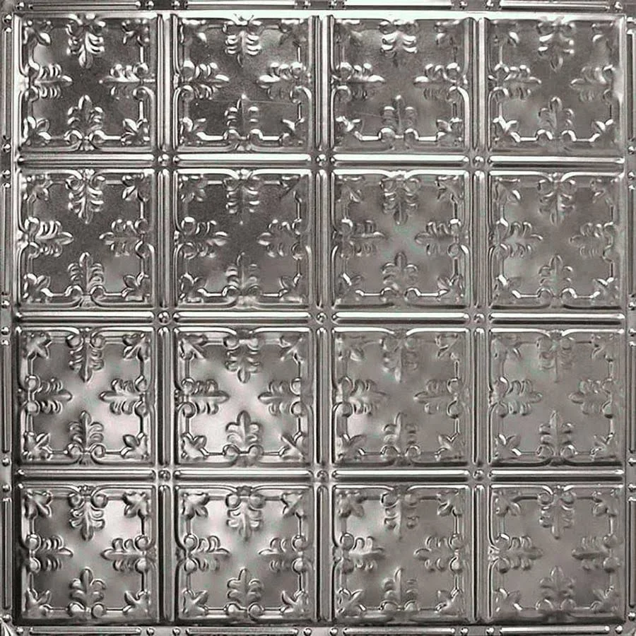 American Tin Ceilings 24-in x 24-in 5-Pack Stainless Steel Metal/Tin 15/16-in Surface-Mount Panel Ceiling Tiles | KIT-N-P21-SSG