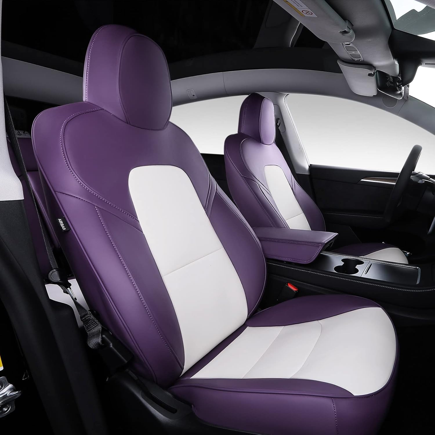 Xipoo Fit Tesla Model 3 Car Seat Cover PU Leather Cover All Season Protection for Tesla Model 3 2017 2018 2019 2020 2021 2022(Black-PU, Model 3(11 Pcs))