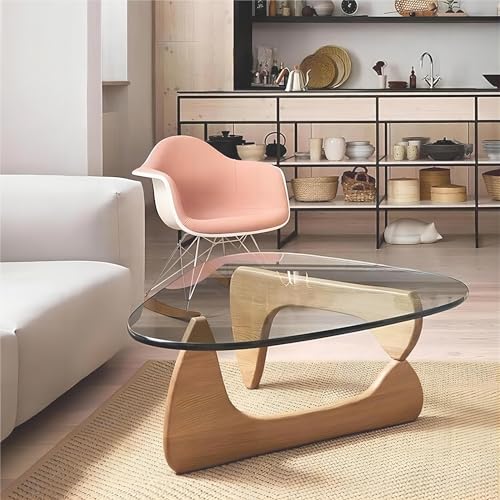 Glass Coffee Table for Living Room，Mid-Century Modern Centre Table with Solid Wood Frame，Living Room Furniture Small Triangle End Table，for Study Room Office Hotel Balcony (Color : Transparent+Black