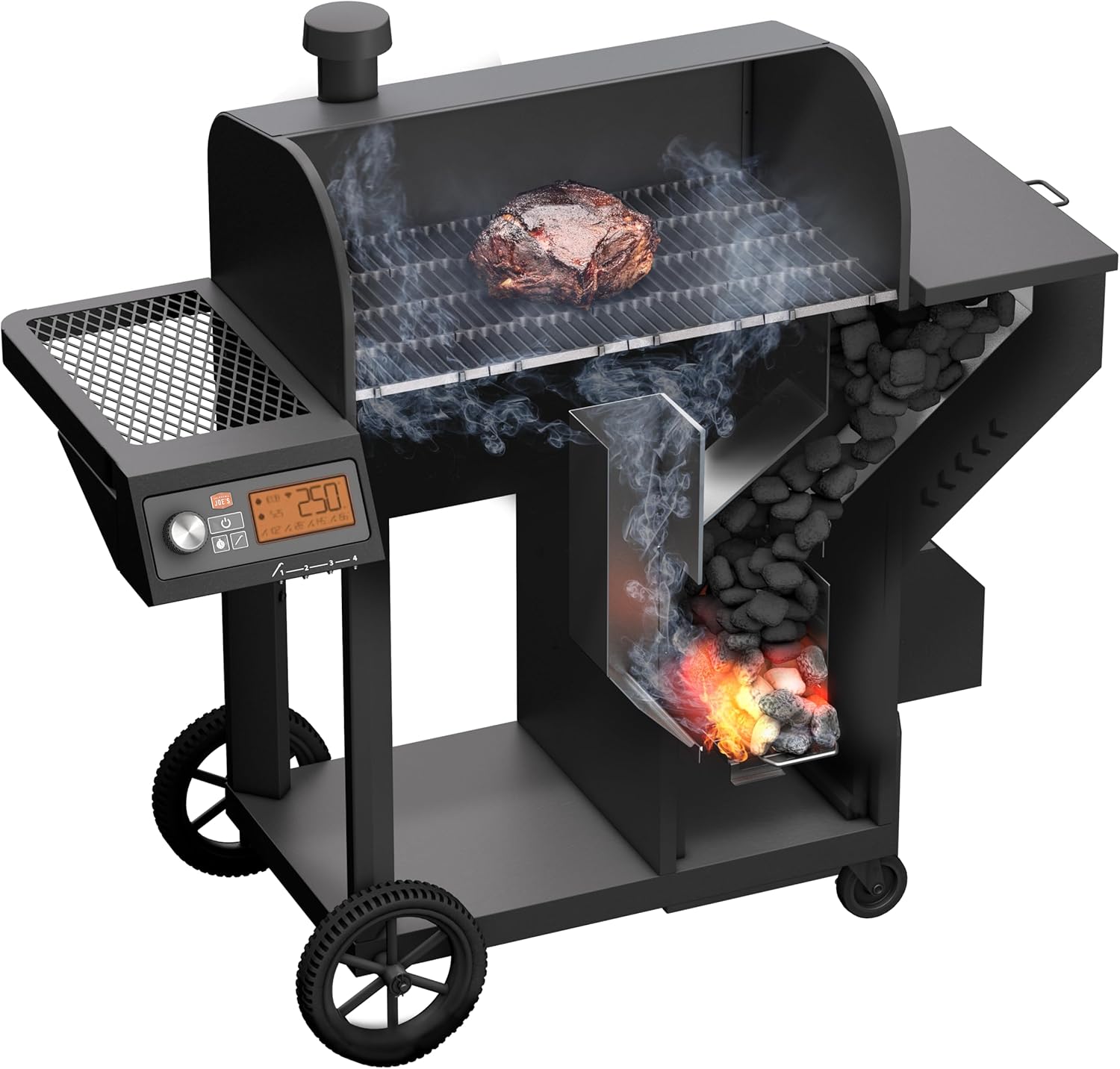 OKLAHOMA JOE'S® Tahoma™ Auto-Feed Charcoal 900 Smoker and Grill, Black Steel, 24203104