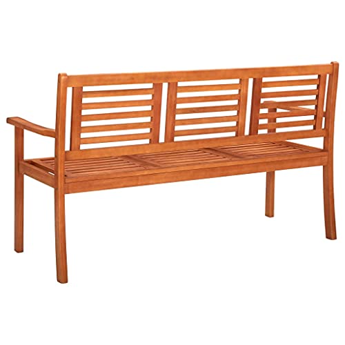 Patio Benches 3-Seater Patio Bench 59.1" Solid Eucalyptus Wood,Rustic Brown Eucalyptus Wood Patio Bench with Backrest for Outdoor Relaxation and Comfort Outdoor Furniture & Accessories