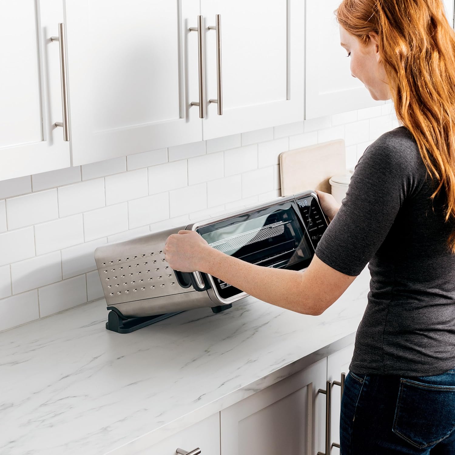 Ninja FT205CO Digital Air Fry Pro Countertop 10-in-1 Oven w/Extended Height, XL Capacity, Flip Up & Away Storage, with Air Fry Basket, Sheet Pan, Broil Rack, Wire Rack & Crumb Tray, Silver (Renewed)