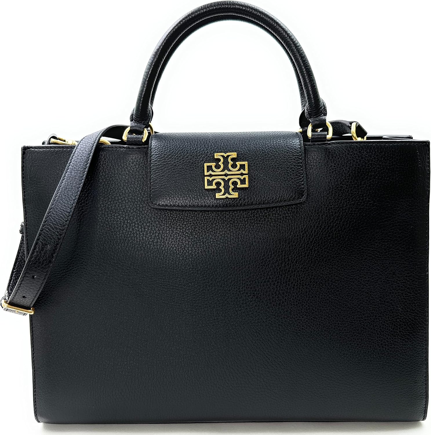 Tory Burch Britten Pebbled Leather Tote (Black)