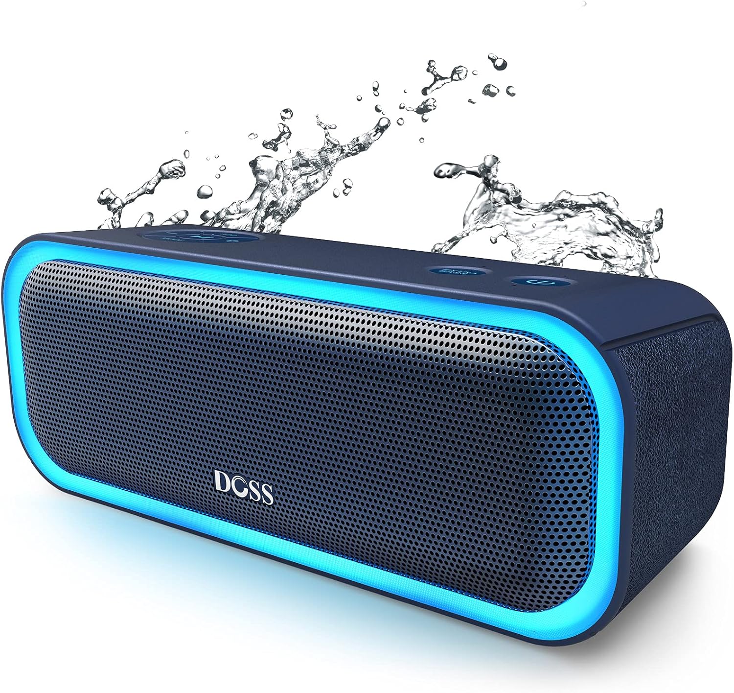 Bluetooth Speaker, DOSS SoundBox Pro Portable Wireless Bluetooth Speaker with 20W Stereo Sound, Active Extra Bass, IPX5 Waterproof, Wireless Stereo Pairing, Multi-Colors Lights, 20Hrs Playtime -Blue