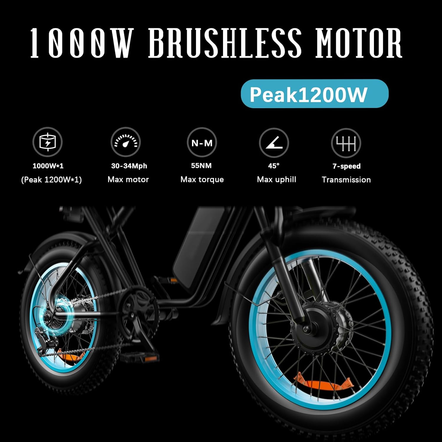 Electric Bike for Adults, 1000W 34MPH Motor Ebike with 48V/23AH Long Range Lithium Battery 1104Wh, Full Suspension Electric Dirt Bike,7-Speed 20 x4.0 Fat Tire Electric Bike(Green)