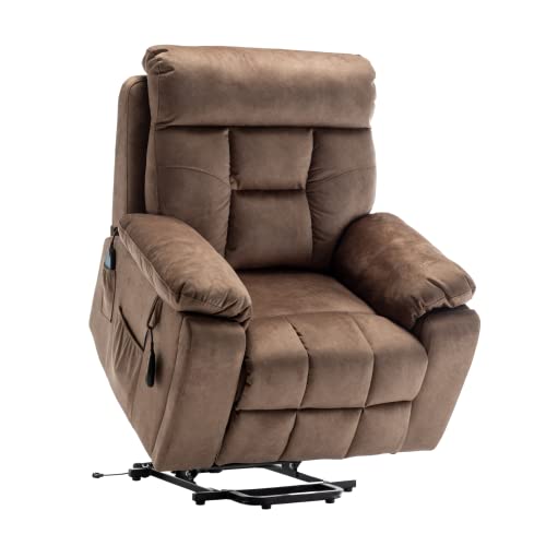 Titan Dual Motor Lay Flat Lift Chairs Recliners - Extra Wide Big Man Recliner with Heat & Massage - Hidden Cup Holder - 400 lbs Capacity (Titan 2.0 - Gray - Knitted Plush)