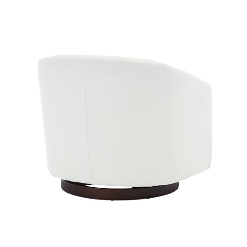 MINCETA Accent Chairs,Oversized 360 Swivel Barrel Chairs(Seat Area:23.6" D x 24.4" W),Modern Boucle Armchair with Wood Base for Living Room and Bedroom,PU Leather in Brown