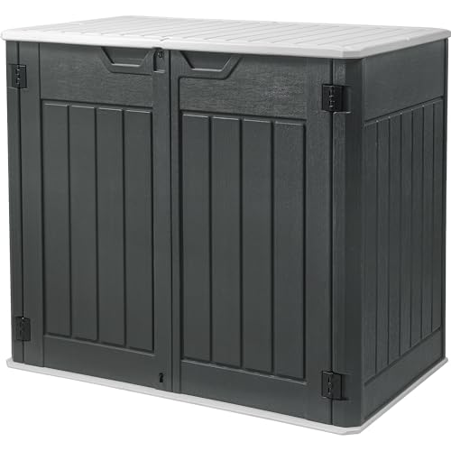 DWVO Outdoor Weather-Resistant Horizontal Storage Shed, 35 Cu Ft Capacity, Lockable and Waterproof, Suitable for Storing Garden Tools, Light Gray