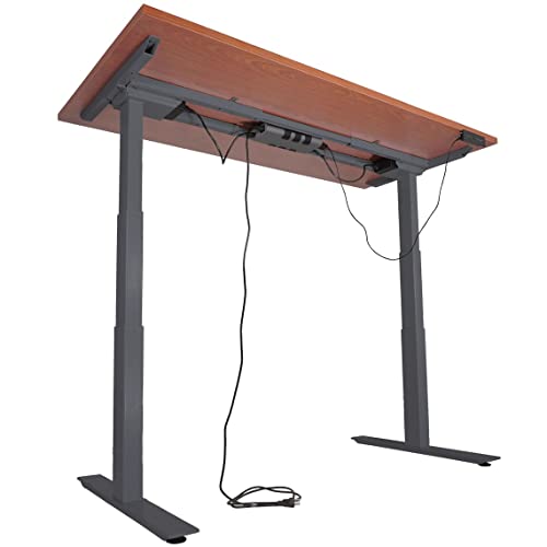 Titan A6 Adjustable Sit/Stand Desk 60"x30" Cherry Wood Finish Black Frame