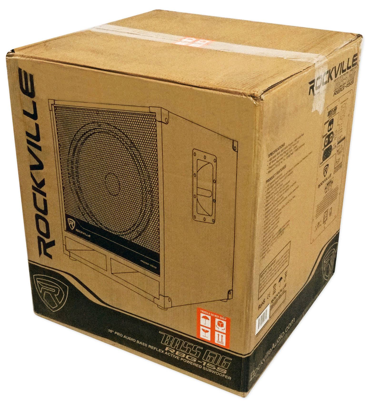 Rockville RBG15S 15x22 1600W Active Powered PA Pro/DJ DSP Subwoofer+Steel Casters