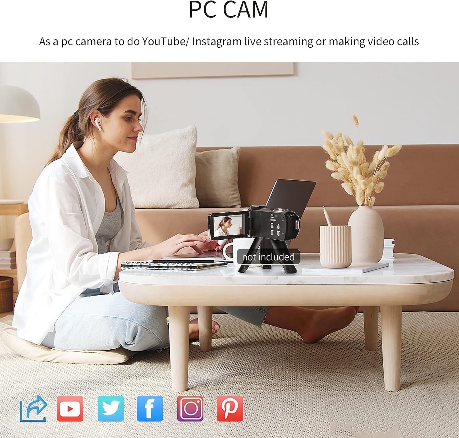 Video Camera Camcorder, 2.7K 30FPS Digital Video Camera for YouTube with 2 Battries IR Night Vision Remote Control 30MP 3 in 270 Degree Rotation Screen
