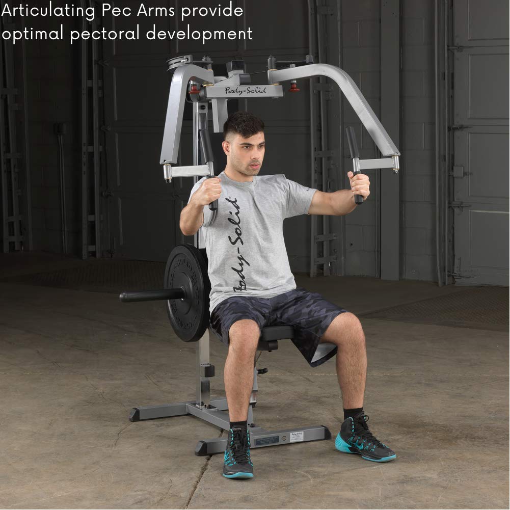 Body-Solid (GPM65B) Dual Function PEC Machine - Plate Loaded, Adjustable Chest, Back & Shoulder Workout Equipment